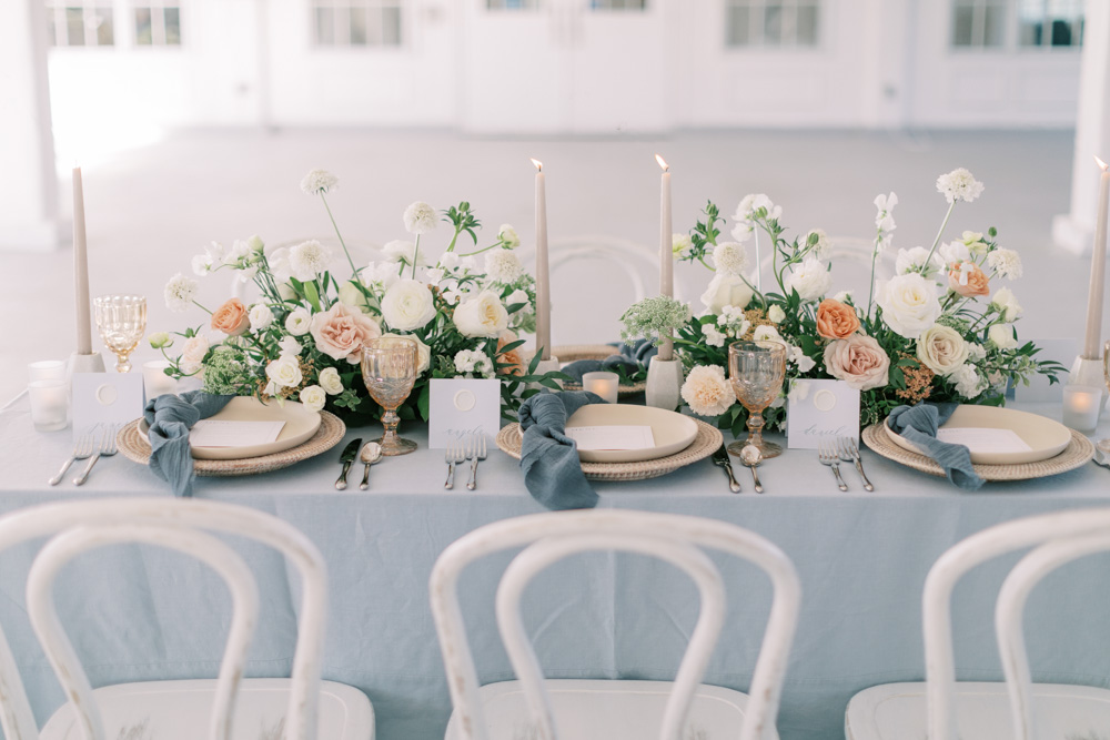 french blue wedding table setting