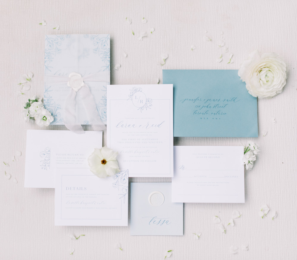 romantic french blue stationery